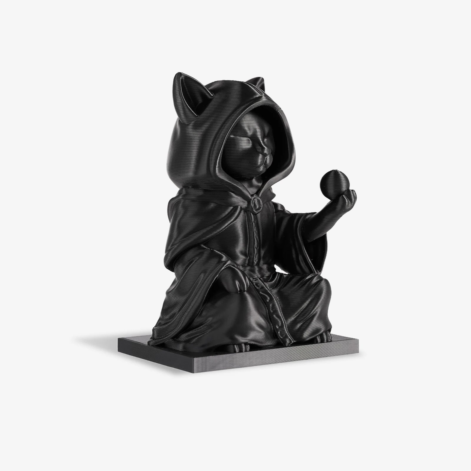Black Cat Wizard Sculpture 3D Printed