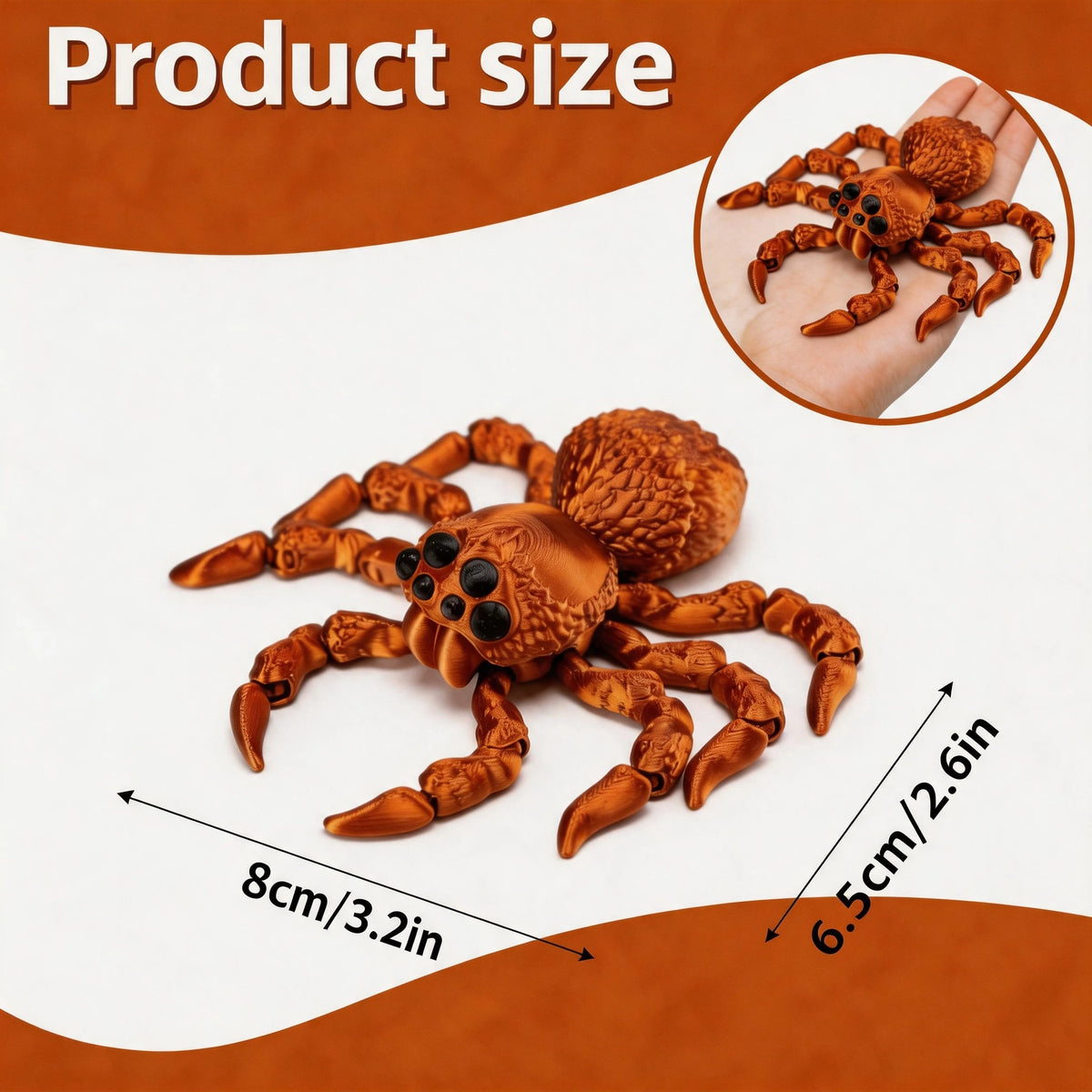 3D Printed Spider size dimensions