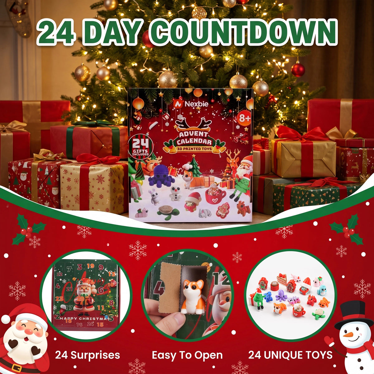 A Christmas-themed advent calendar product