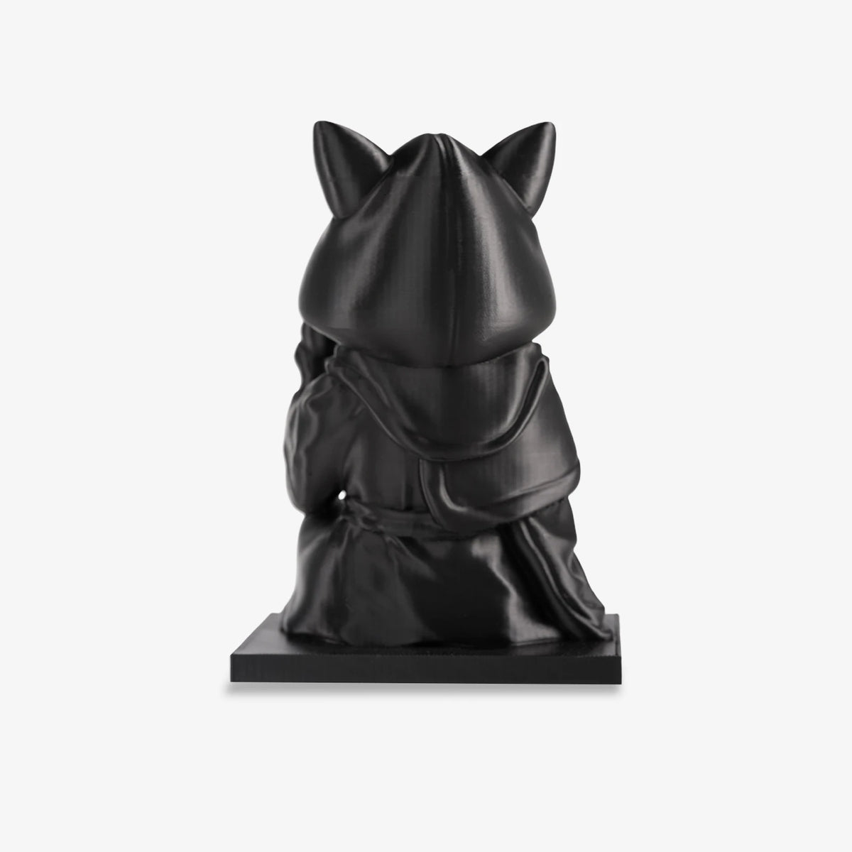 Black cat wizard 3d printed sculpture back view