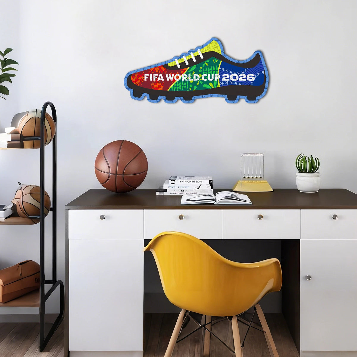 Colorful FIFA World Cup wooden puzzle wall decoration