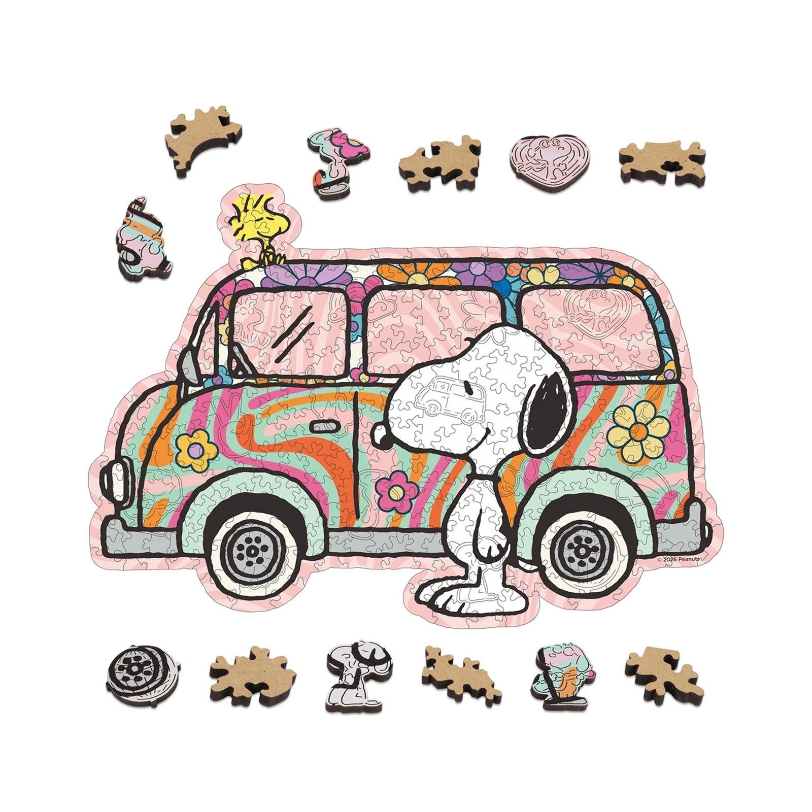 Snoopy retro hippie van wooden puzzle 200pcs