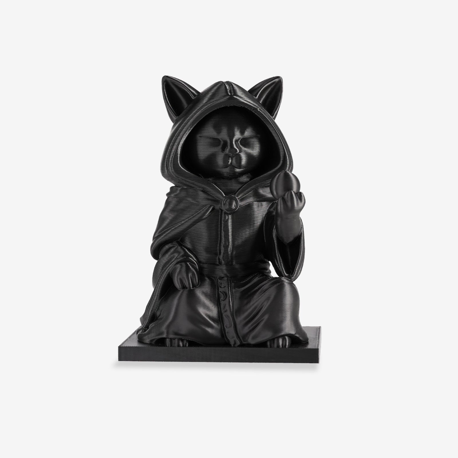 Black Cat Wizard Sculpture 3D Printed