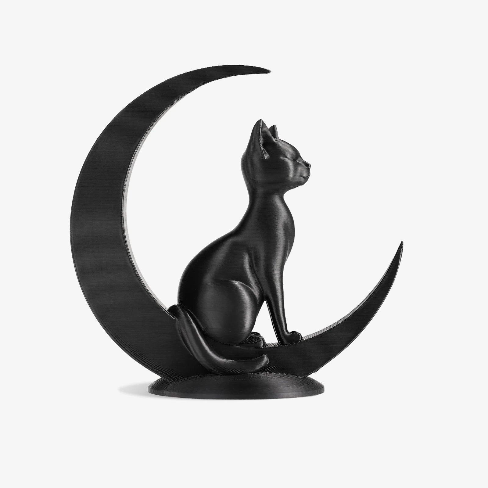 Minimalist Cat Sitting on the Moon Figurines 3D Printed