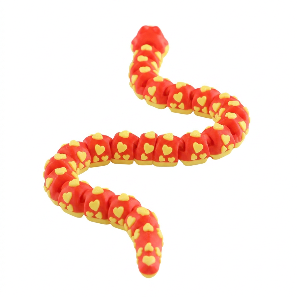 Heart shape 3D Printed Love Snake Fridge Magnet top view