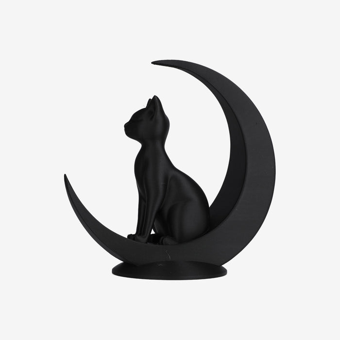 Minimalist Cat Sitting on the Moon 3D Printed Figurines