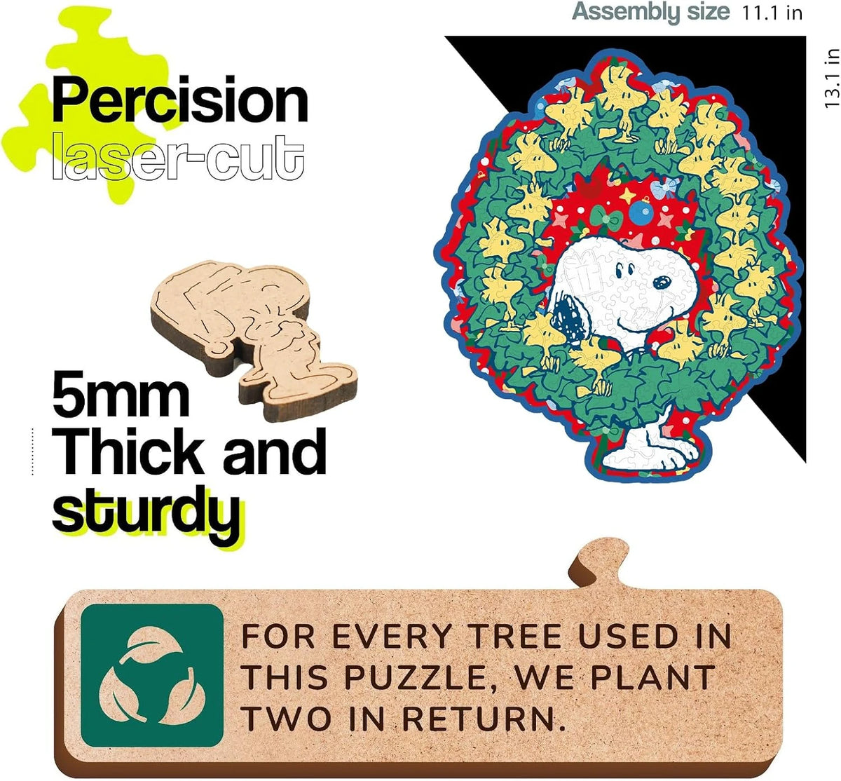 Peanuts Christmas Snoopy Wooden Puzzle