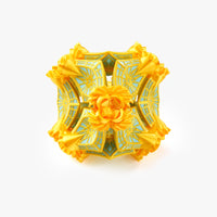 A highly detailed, symmetrical 3D geometric model