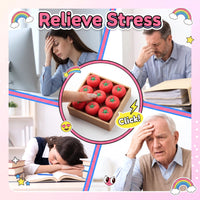 A promotional collage for a stress-relief product. 