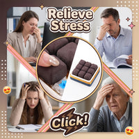 A promotional collage for stress-relief clickers