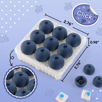 A set of 12 blueberry-shaped snap buttons