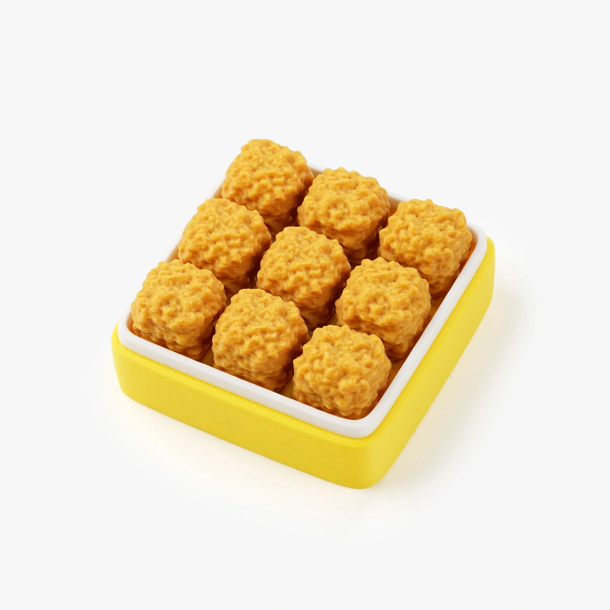 Nine golden-brown textured mini tater tots
