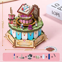 Alice's Wonderland DIY Music Box size and accessories