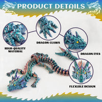 Colorful 3D printed articulated Dragon design details