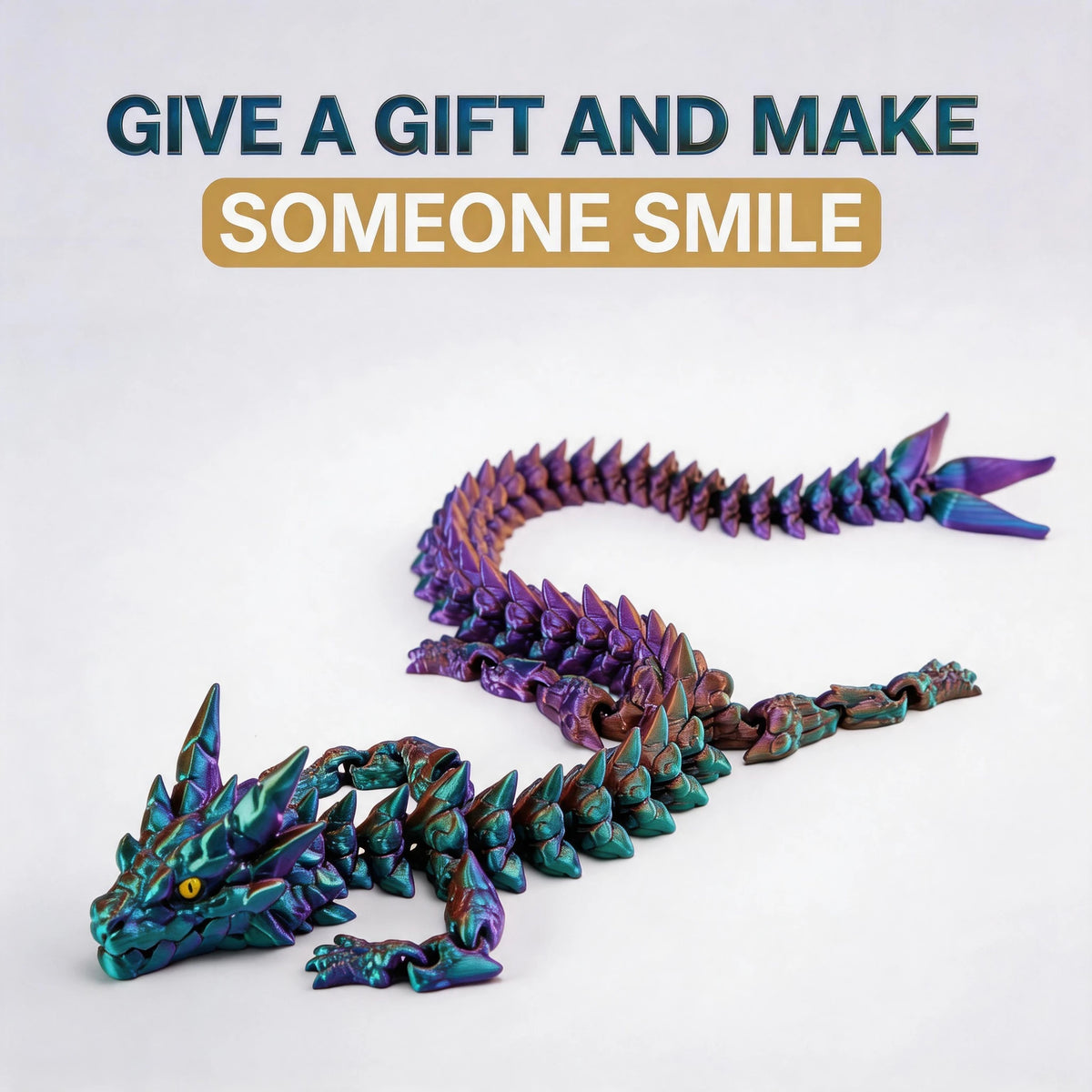 Colorful 3D printed articulated Dragon gift idea