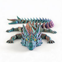 Multiple views of colorful 3D printed articulated Dragon