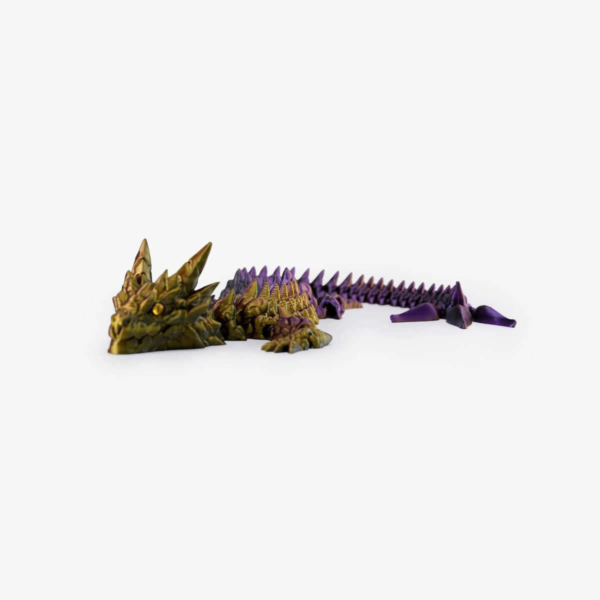 Side view of articulated dragon toy in matte finish