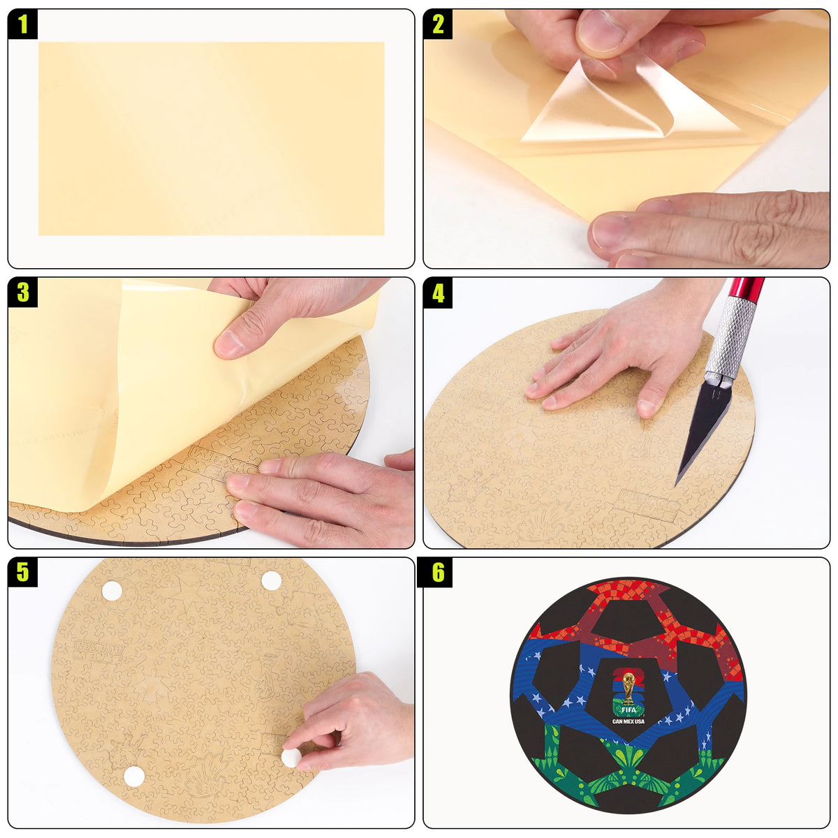Assembling FIFA World Cup wooden puzzle