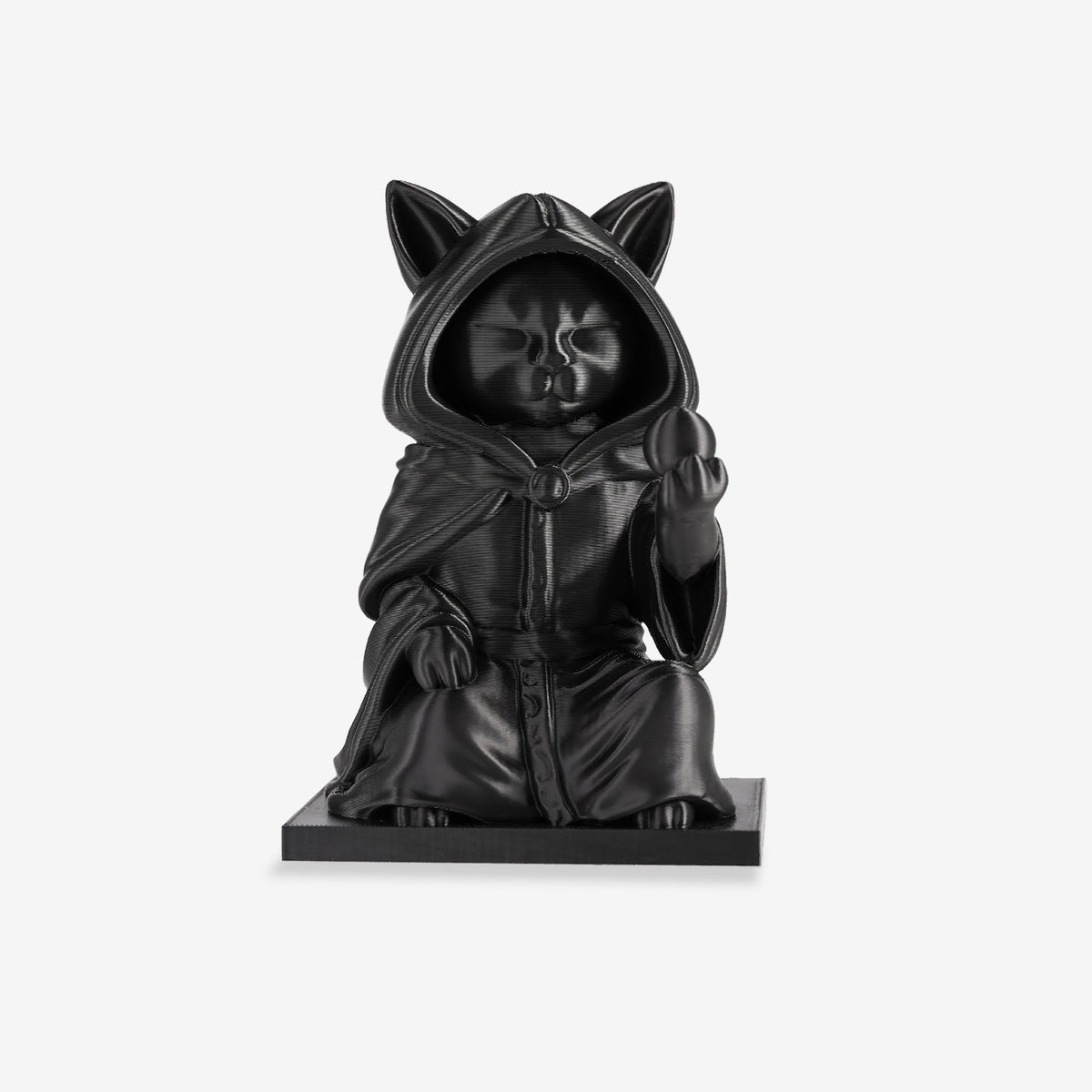 Black cat wizard 3d printed sculpture