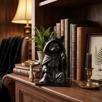 Black cat wizard 3d printed sculpture bookshelf decor