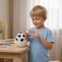 Boy playing with 3D printed Soccer Football Dragon toy
