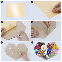 Step-by-step process of building Snoopy heart wooden puzzle