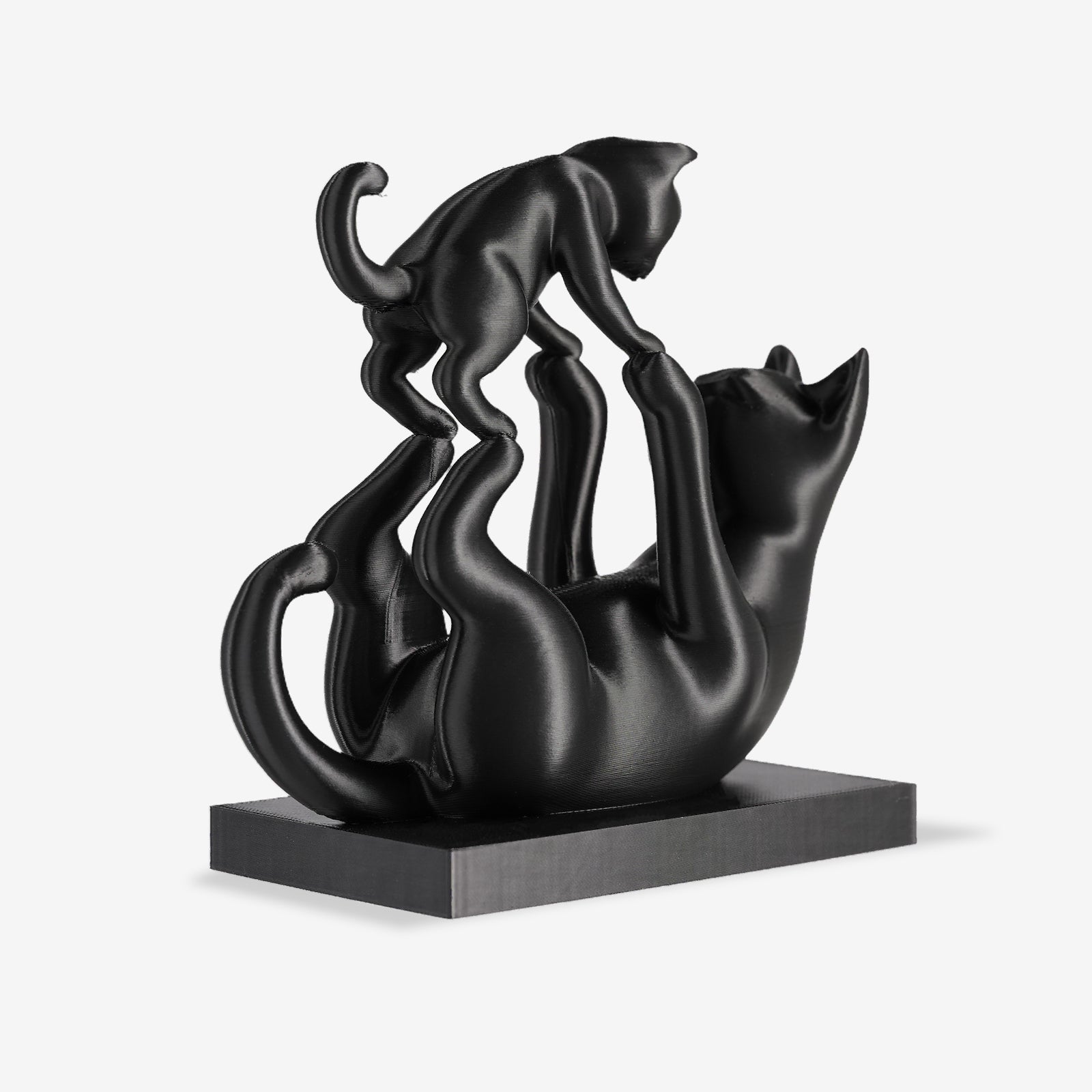 Playful Cat and Kitten 3D Printed Figurine side angle