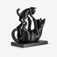 Playful Cat and Kitten 3D Printed Figurine side angle