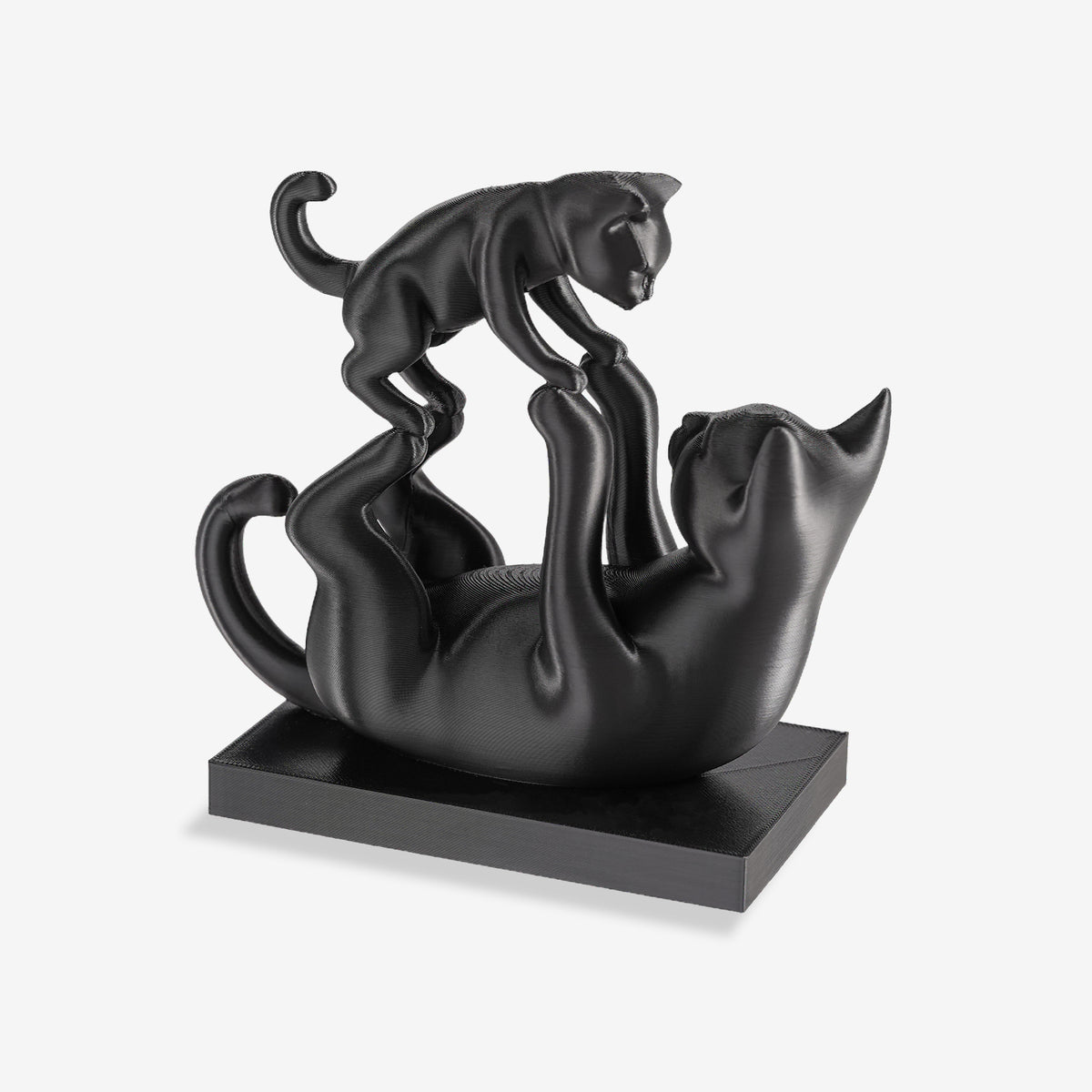 Back view of Cat and Kitten 3D Printed Figurine