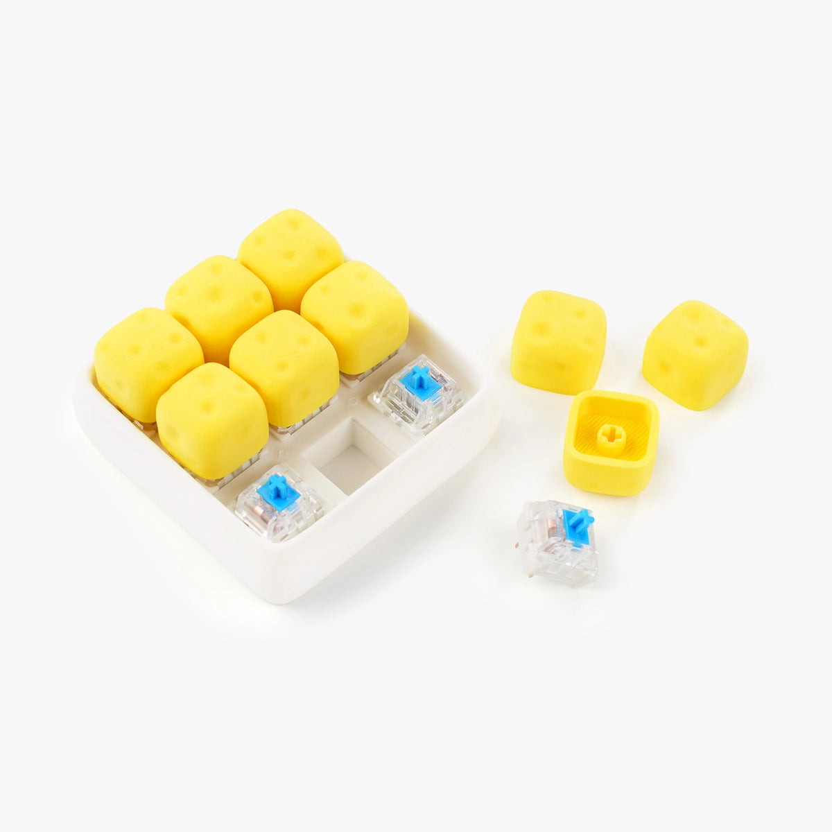 3D Printed Cheese Cube Fidget Toy with removable caps
