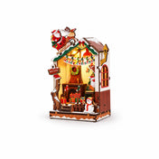 Christmas House Fridge Magnet 3D Wooden Puzzle angled view