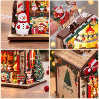 Christmas 3D wooden puzzle detail collage with festive figures