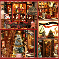 Christmas Shop 3D Wooden Puzzle Music Box miniature interior details