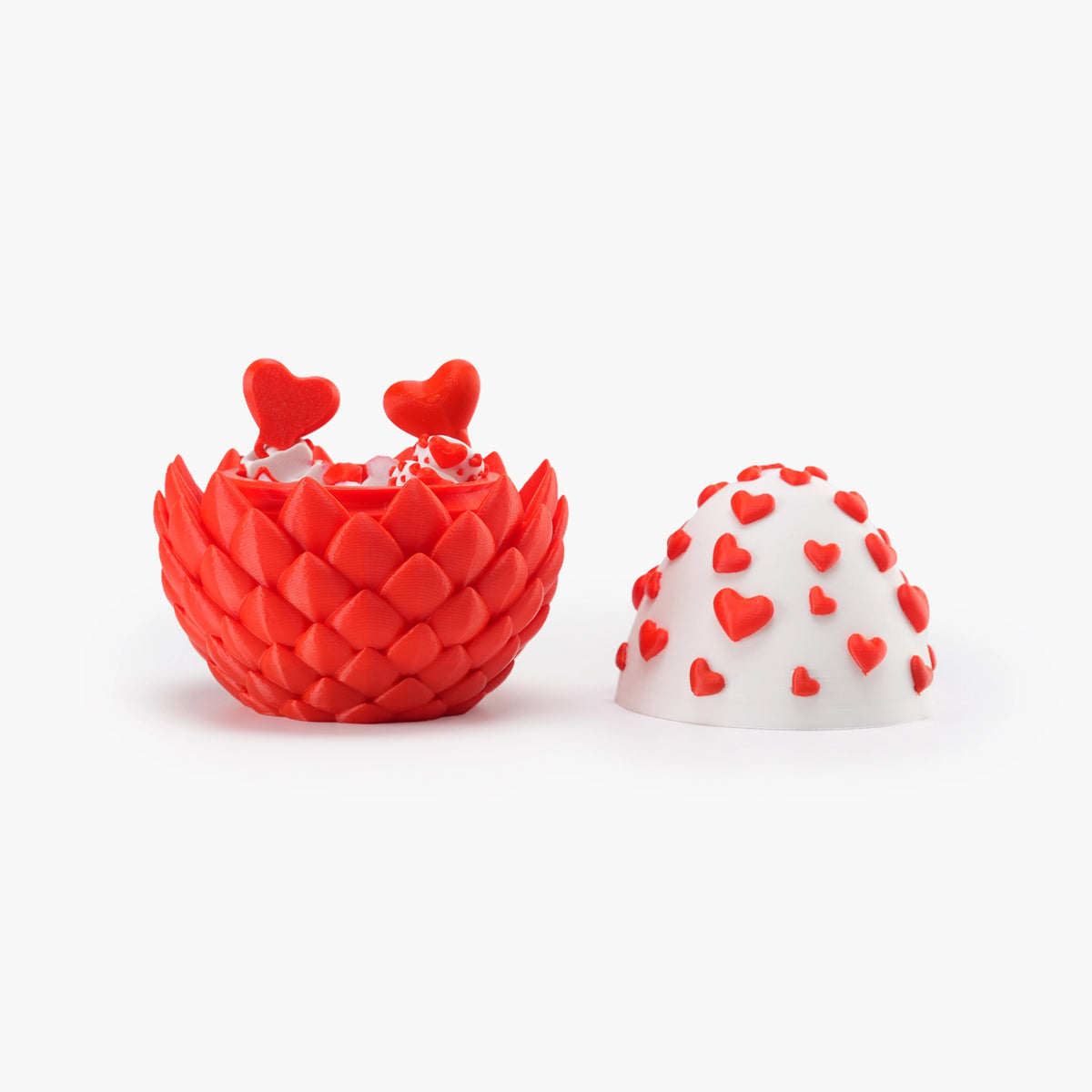 Closed red and white heart pattern Dragon Egg