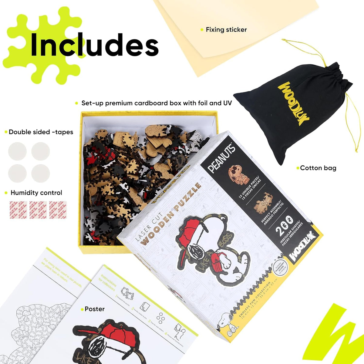 Joe Cool Wooden Puzzle packaging fabric bag