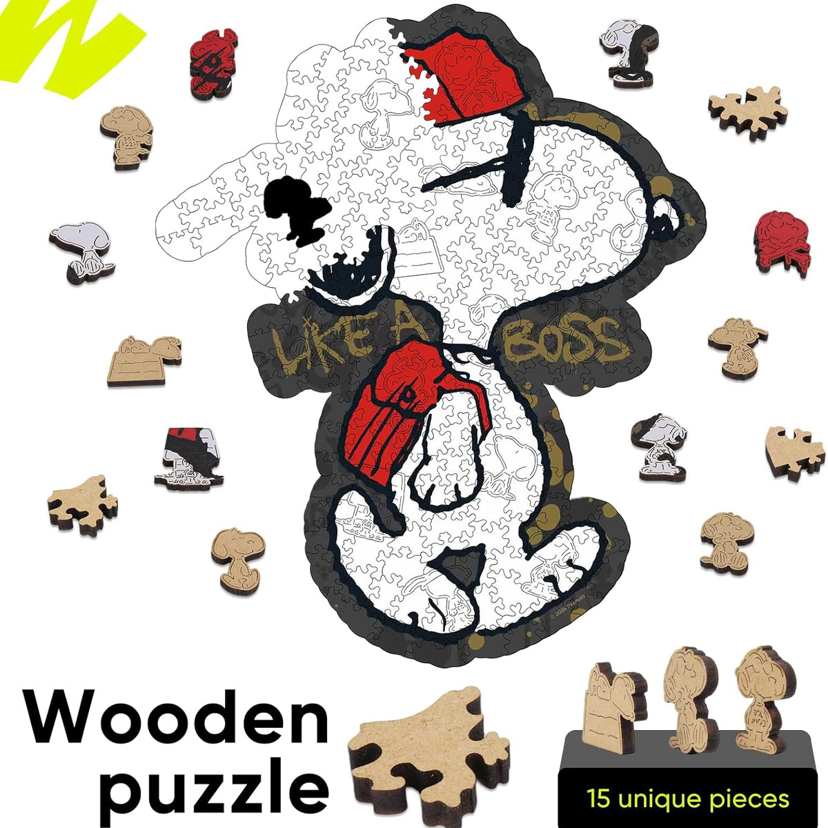 Joe Cool Wooden Puzzle pieces and packaging