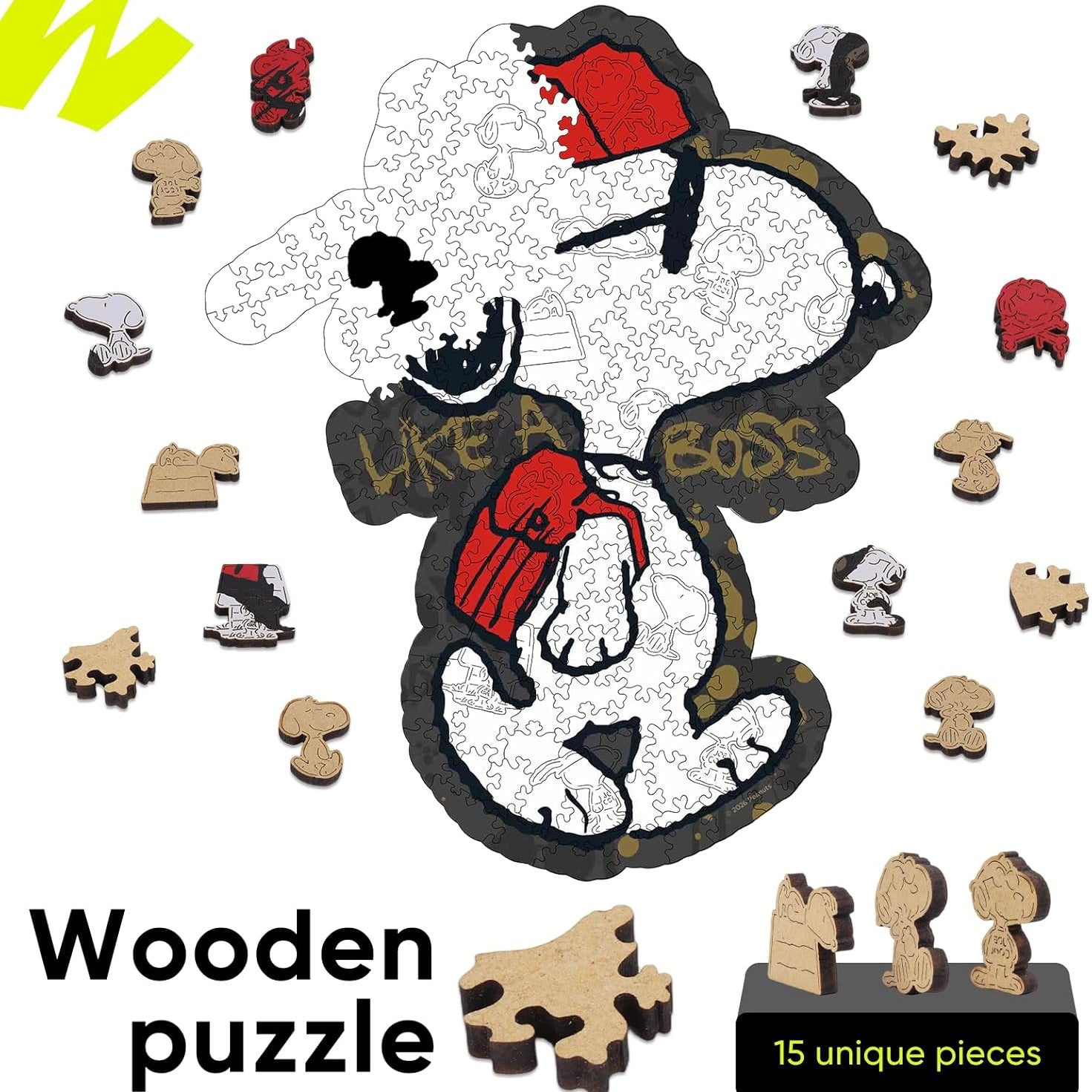 Joe Cool Wooden Puzzle pieces and packaging