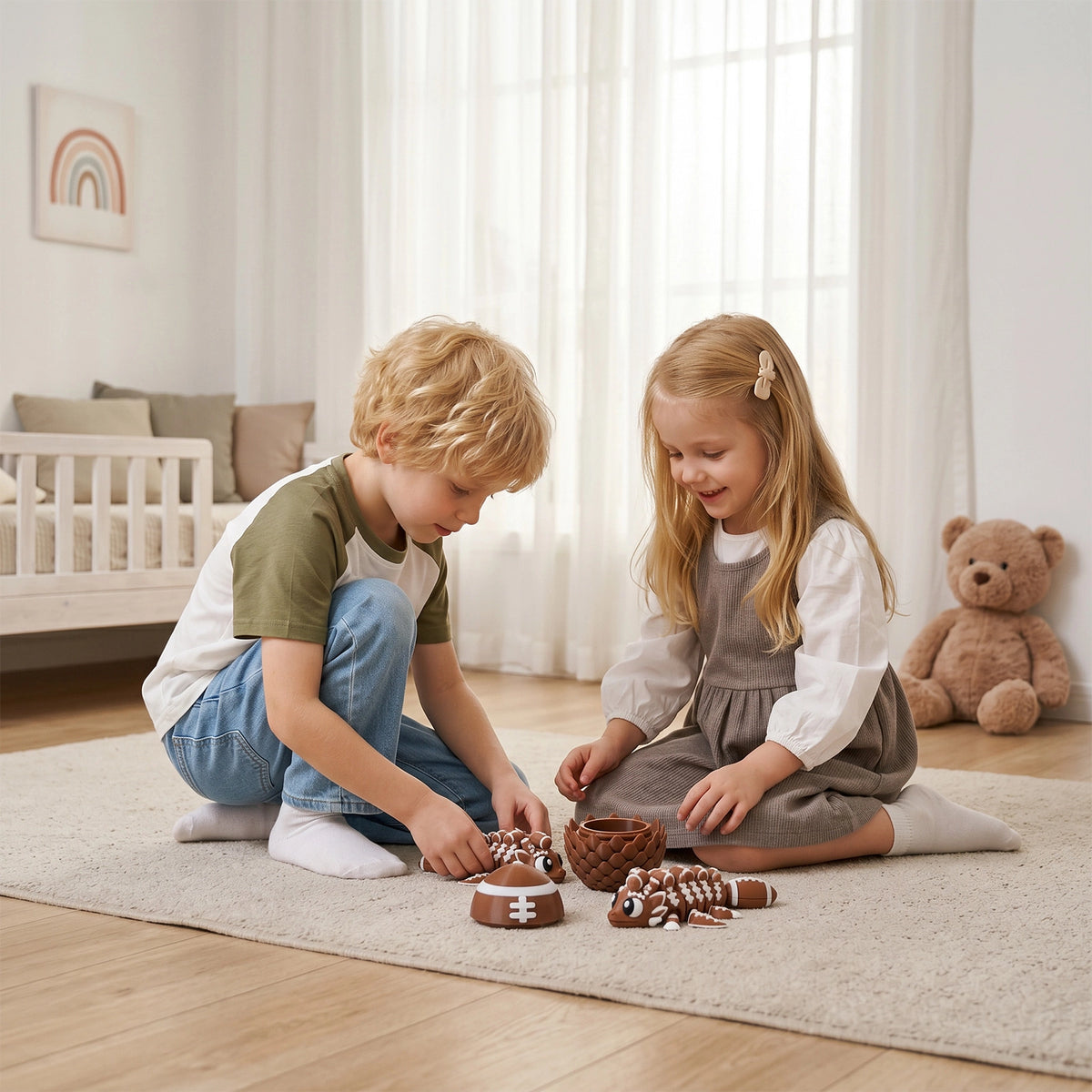 Kids playing with American Baseball dragon egg toy