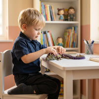 Child playing with a matte 3D printed dragon toy