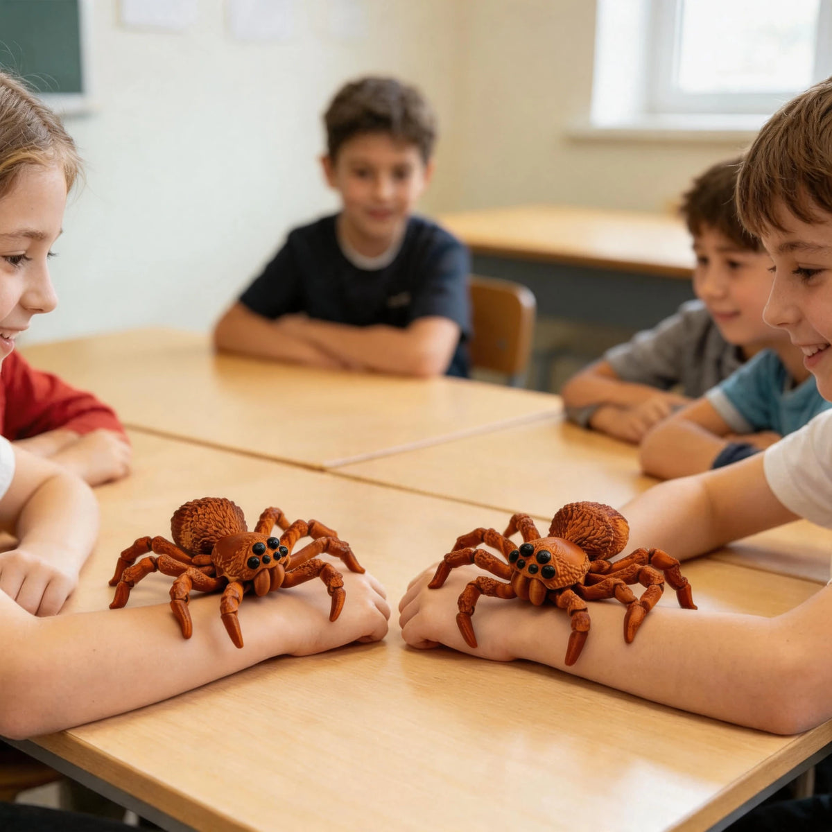 Kids playing with 3D Printed Spider