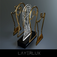 Layered wood acrylic trophy light design details