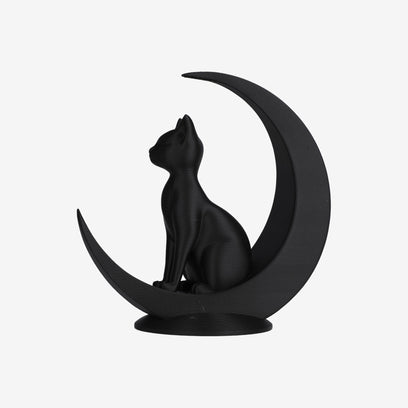 Minimalist Cat on Moon figurine silhouette