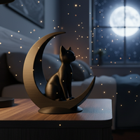Night background Minimalist Cat moon figurine