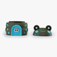 Open Frog House storage box with compartment