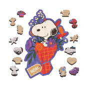 Peanuts Snoopy mom bouquet wooden puzzle