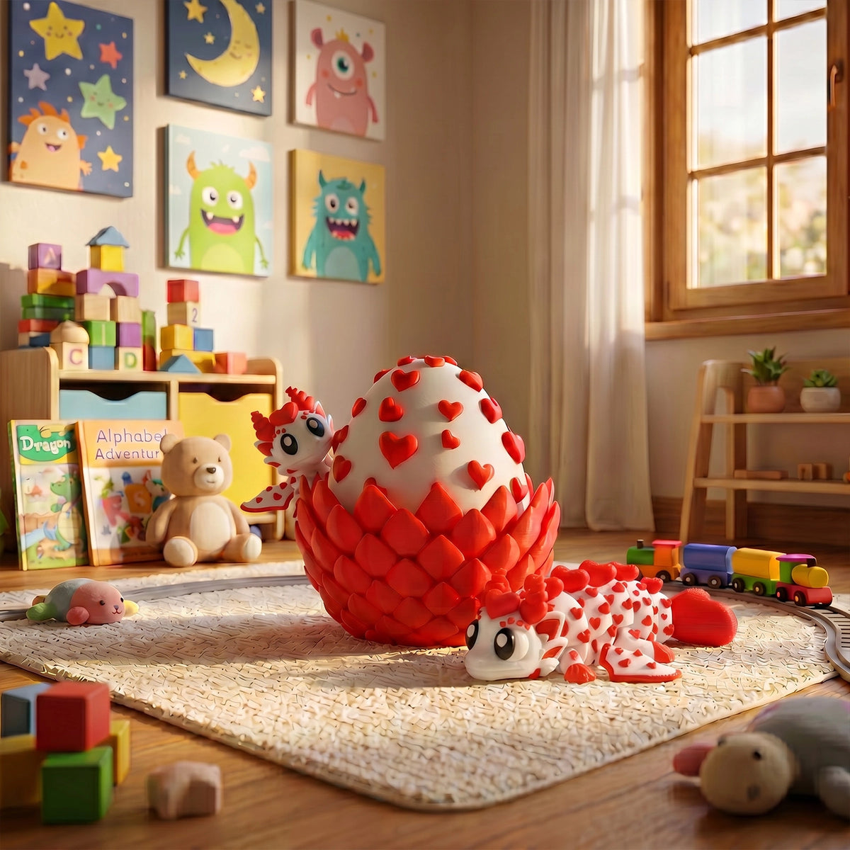PLA 3D printed heart Dragon Egg desk toy