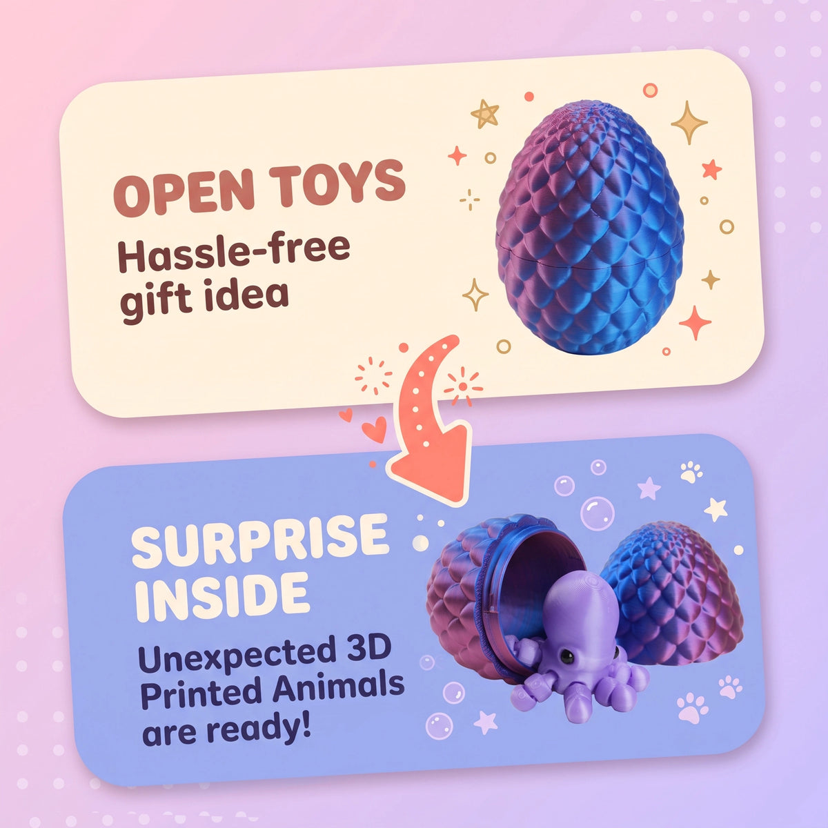 Promotional graphic for a surprise open toy