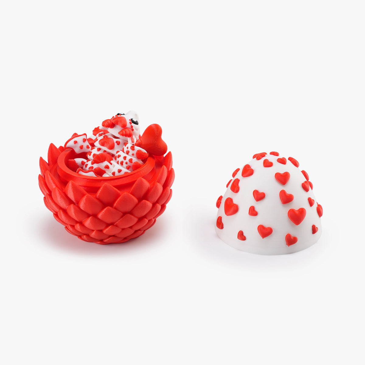 Red and white Dragon Egg with 3D printed dragon