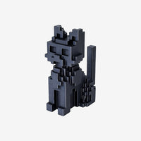Retro Pixel Cat 3D Printed figurine in black