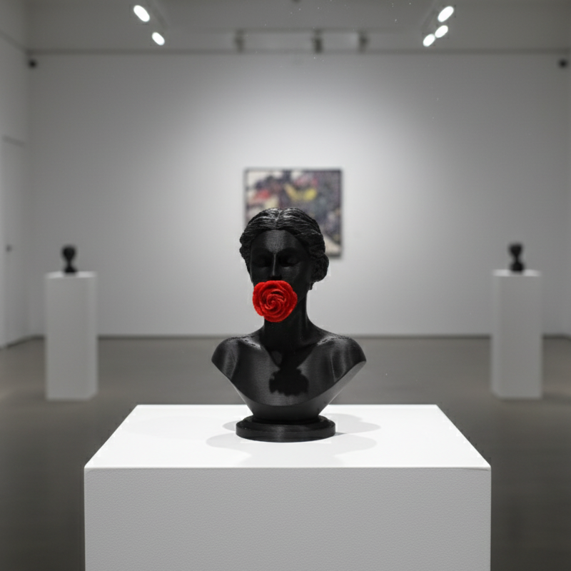 Silence of Flowers 3D printed figurine on display